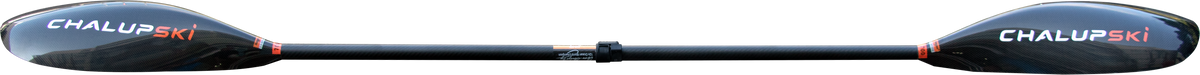 A double-ended paddle with black shafts and white 'ChalupSKI' logos on both ends